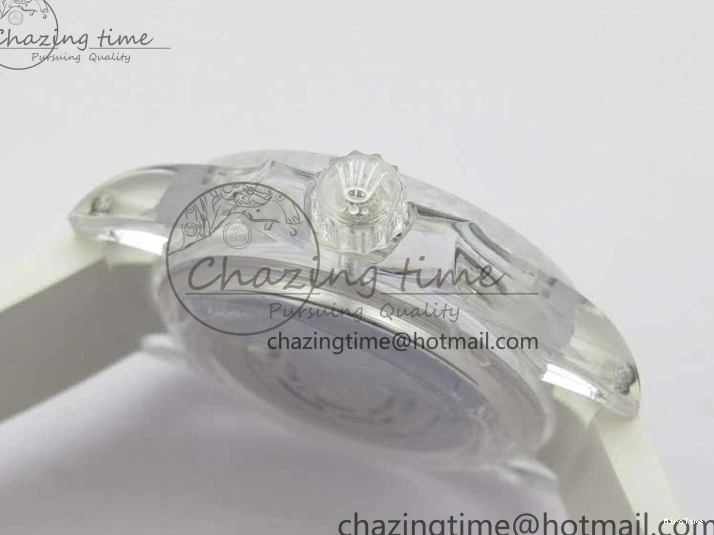 MiroTime 0123 Submariner Phantomlab Transparent KZF Best Edition Blue Fruit Dial on White Rubber Strap VR Classic 2563